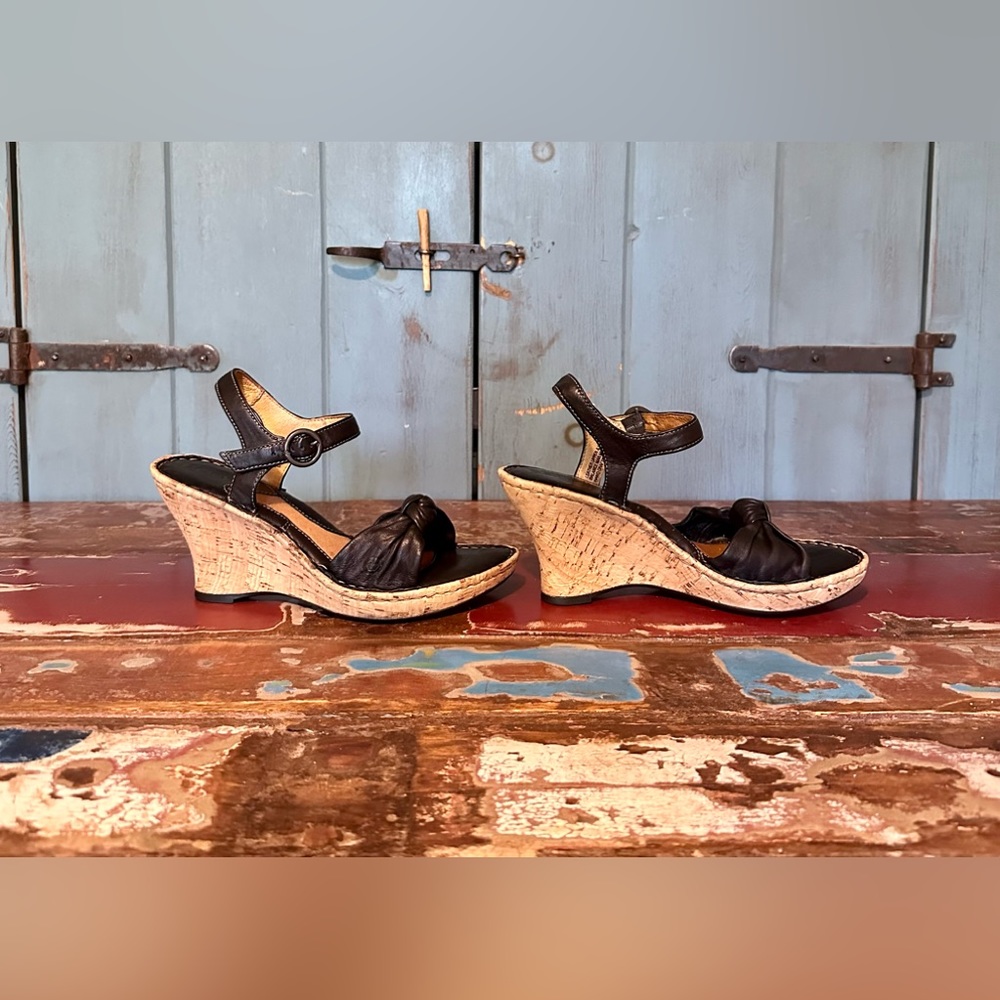 Born Leather Wedge Sandals - Picture 2 of 8